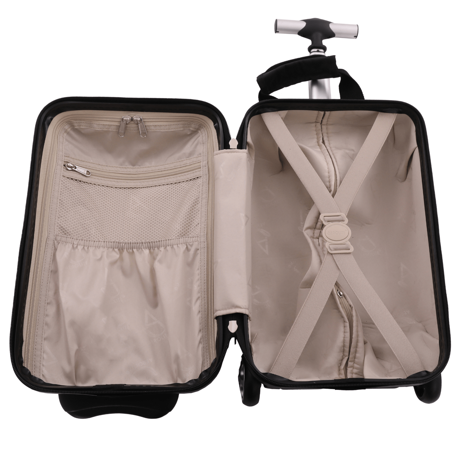 Aerolite 40x20x25cm Ryanair Maximum Under Seat Lightweight Eco Friendly Hard Shell Carry On Hand Cabin Luggage Travel Suitcase with 2 Wheels and TSA Approved Lock Black - Aerolite UK