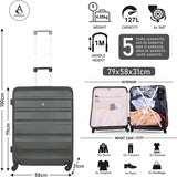 Aerolite Easyjet Ultimate Luggage Set, Large Cabin 56x45x25cm, Underseat Holdall 45x36x20cm, 29” Large Checked Suitcase, Luggage Scale and 2xTSA locks