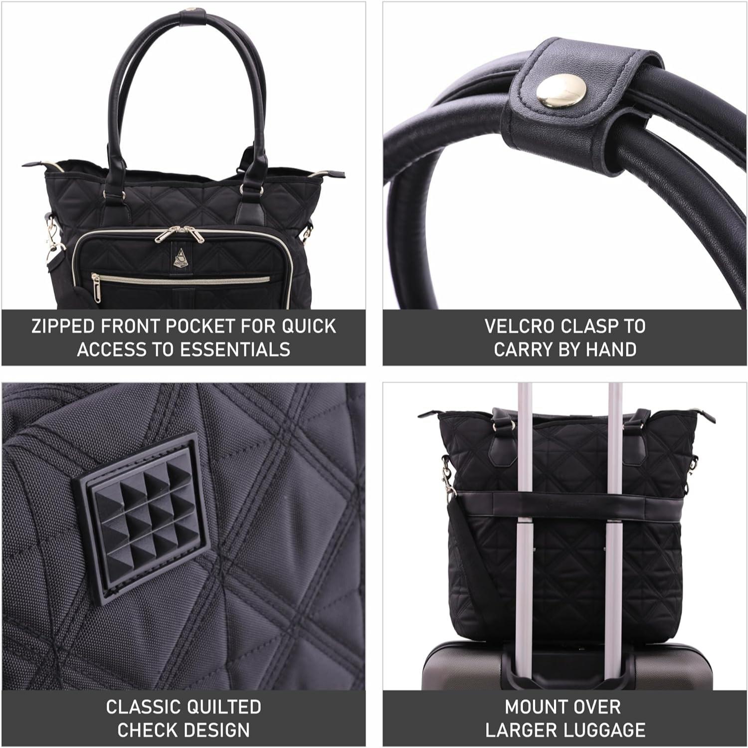 Aerolite 45x36x20cm easyJet Maximum Super Premium Quality Eco Friendly Laptop Bag - Fits up to 16.5", Overnight Hand Cabin Luggage Shoulder Bag Quilted with 10 Year Warranty (Black) + Luggage Scale + TSA Lock - Aerolite UK