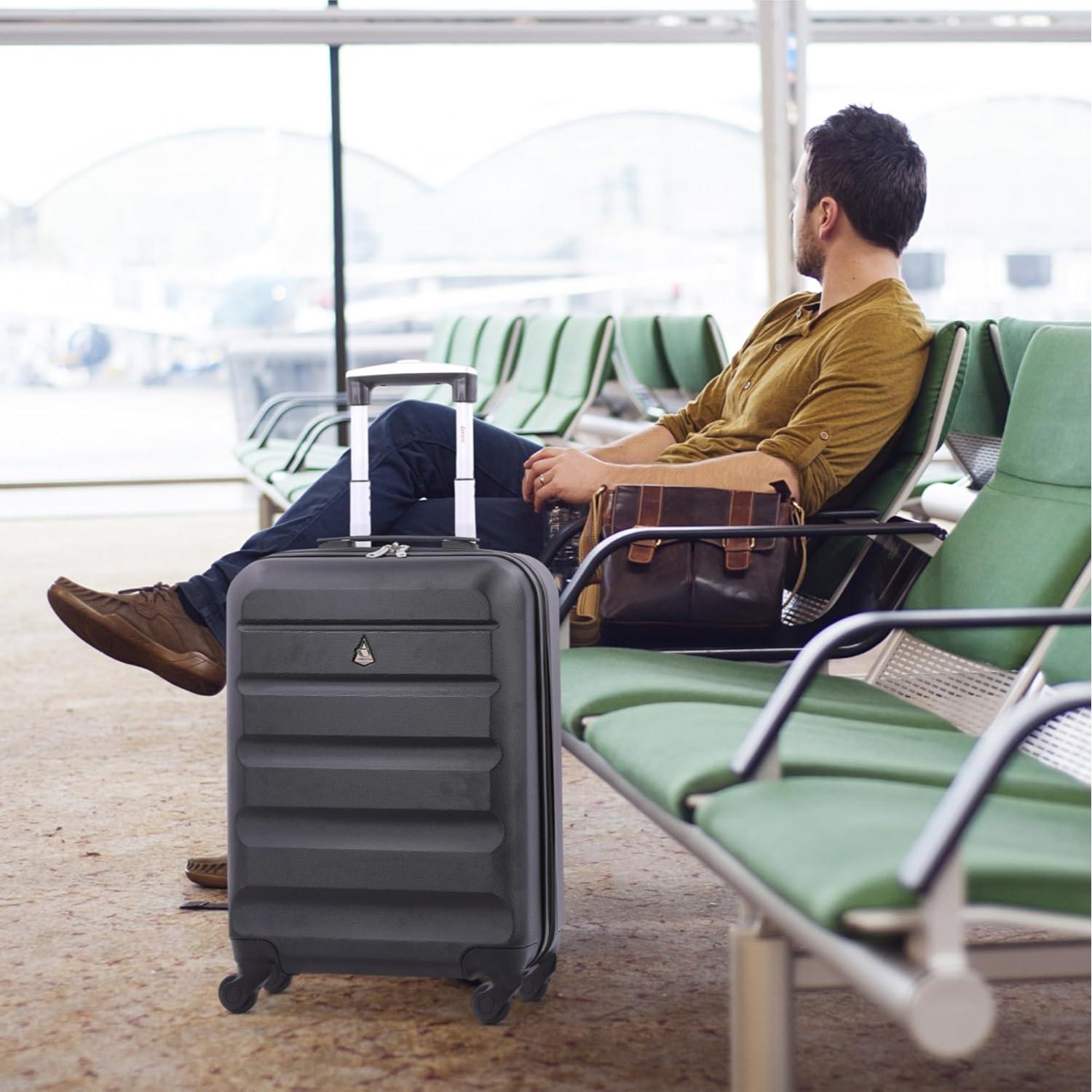 Aerolite (55x38x20cm) Emirates Max Size Hard Shell Carry On Hand Cabin Luggage Suitcase with 4 Wheels, Fits Ryanair, British Airways, easyJet & Many More - Aerolite UK