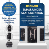 Aerolite 40x20x25 Ryanair Maximum Size Backpack Trolley Bag with 2 Wheels Eco-Friendly Cabin Luggage Approved Extendable Handle Travel Carry On Holdall Flight Rucksack with 10 Year Warranty (Quilted) - Aerolite UK