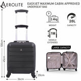 Aerolite 45x36x20cm easyJet Maximum Size Hard Shell Carry On Hand Cabin Luggage Underseat Flight Suitcase with 4 Wheels - Aerolite UK