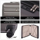 Aerolite suitcase features: TSA lock, 360 wheels