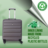 Aerolite suitcase with recycled plastic bottle lining
