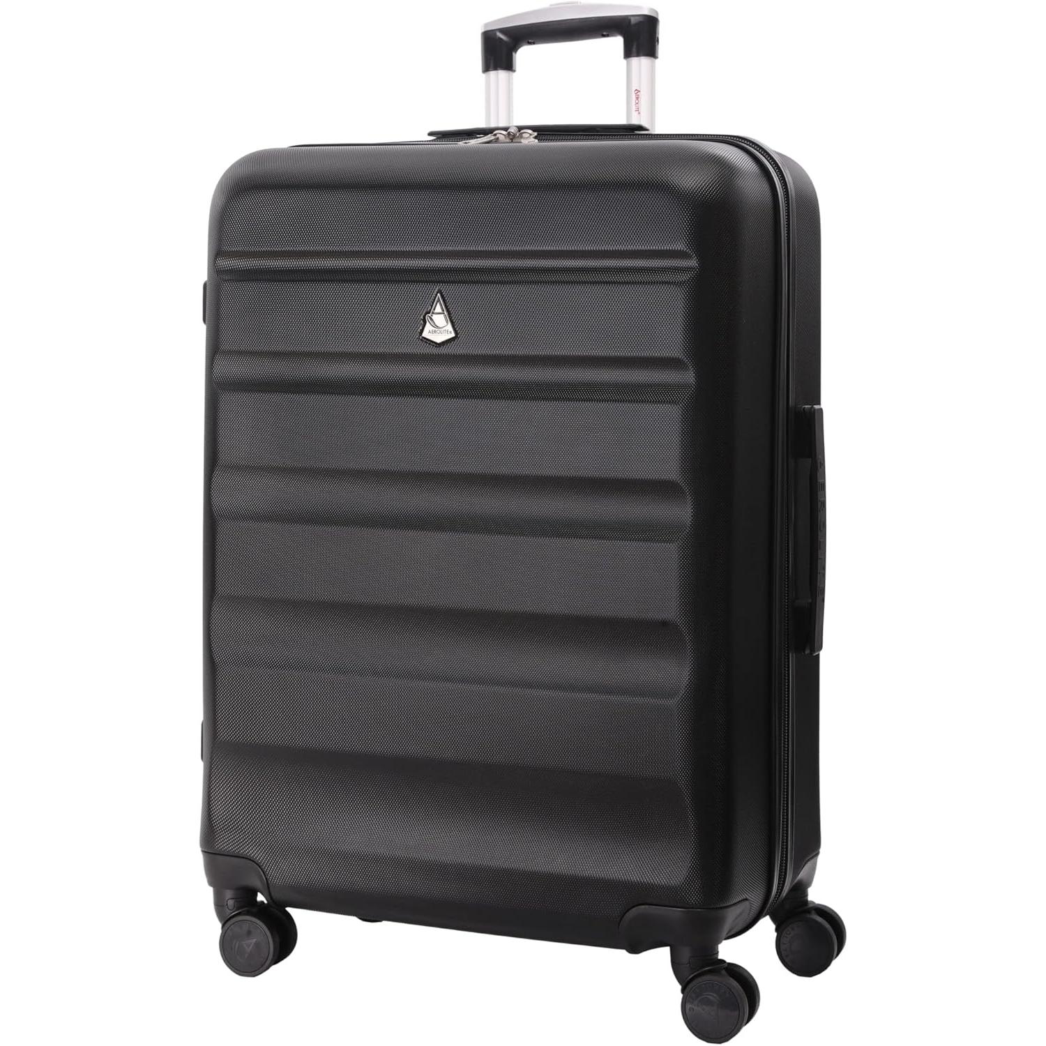Black Aerolite 25" medium suitcase with 8 wheels