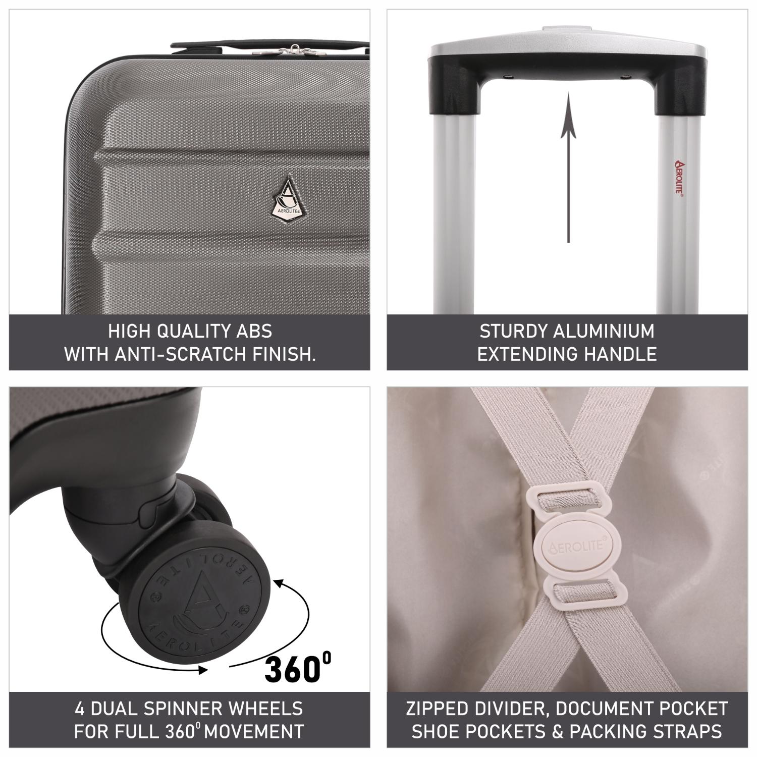 Aerolite Hard Shell Suitcase Luggage Group Travel Bundle - 2 x 21 Cabin Hand Luggage + 1 x Large 29" Hold Luggage Suitcase (3 Piece Luggage Set)