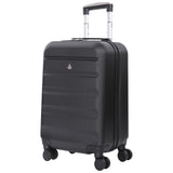 Aerolite (55x35x25cm) Hard Shell Carry On Hand Cabin Luggage Suitcase with 4 Wheels and Built-in TSA Combination Lock, Max Size for Air Europa, Air France, Alitalia, KLM & Transavia - Black
