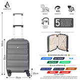 Aerolite (55x35x25cm) Hard Shell Carry On Hand Cabin Luggage Suitcase with 4 Wheels and Built-in TSA Combination Lock, Max Size for Air Europa, Air France, Alitalia, KLM & Transavia - Charcoal