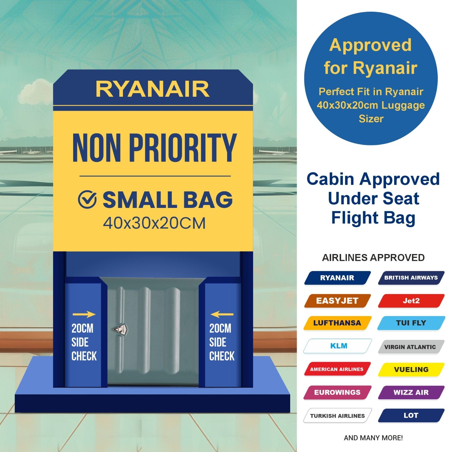 Aerolite Ryanair Approved Cabin Bag 40x20x25cm– Lightweight 2-Wheel Hard Shell Underseat Trolley with TSA Lock – Eco-Friendly Interior – Forest Green