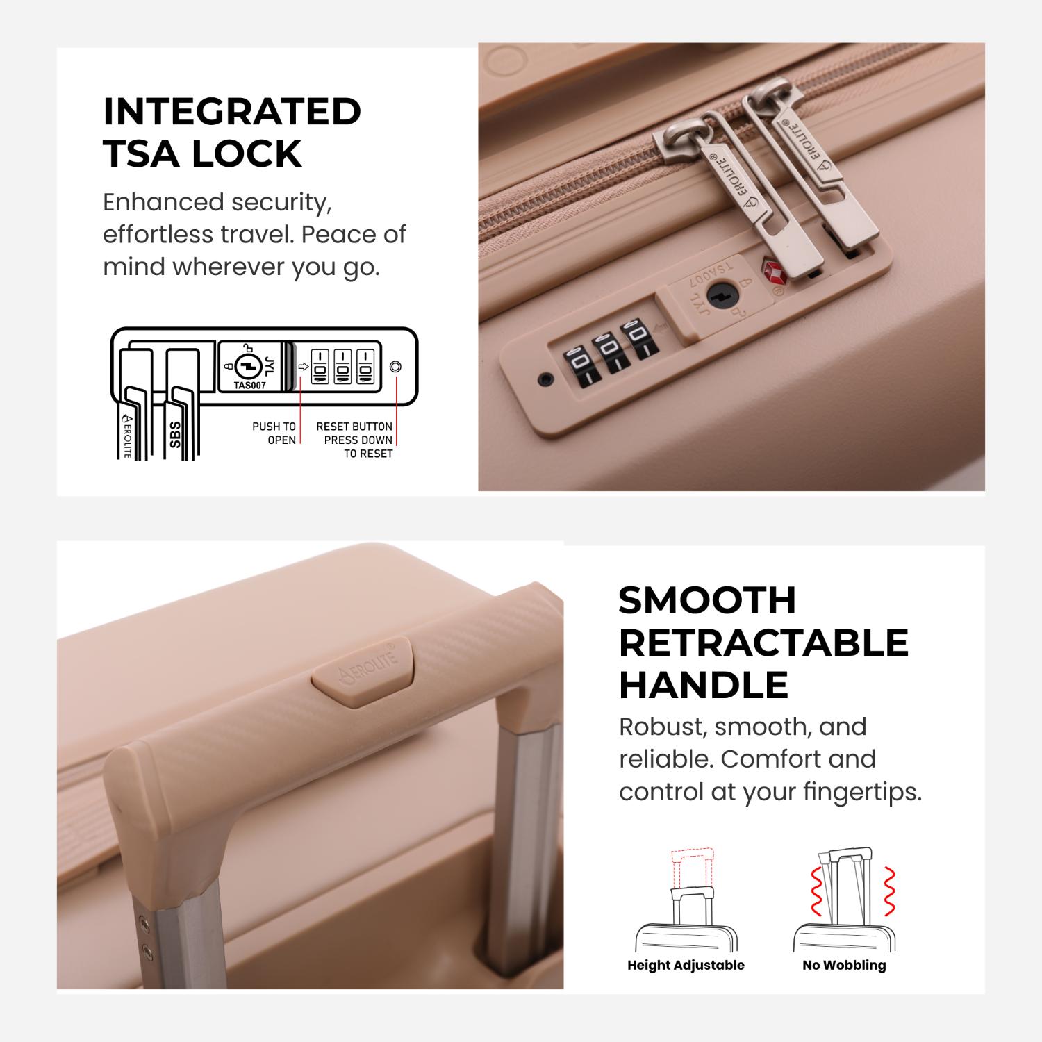 Aerolite Ryanair Cabin Bag Bundle – Expandable 55x40x20/23cm Hard Shell Suitcase + 40x30x20cm Underseat Bag (Latest Ryanair Size), Airline-Approved Carry-On Luggage Set with TSA Lock