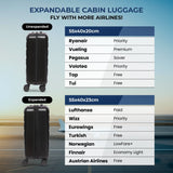 Aerolite Expandable 55x40x20cm to 55x40x23cm Ryanair Priority, Wizz Air Priority, Lufthansa Max Size Lightweight Hard Shell Carry On Hand Cabin Luggage Suitcase with 4 Wheels (BLACK)