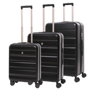 Aerolite 3-Piece Luggage Set – Lightweight Hard Shell Suitcases with 4 Dual Spinner Wheels & TSA Lock – Expandable Cabin (21”), Medium (24”), Large (28”) – Expandable Carry-On Case Included – Black