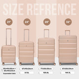 Aerolite 4-Piece ABS Lightweight Luggage Set – Expandable Cabin, Medium, Large & XL Hard Shell Suitcases with Spinner Wheels & TSA Lock – Beige