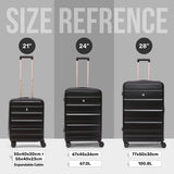Aerolite 3-Piece Luggage Set – Lightweight Hard Shell Suitcases with 4 Dual Spinner Wheels & TSA Lock – Expandable Cabin (21”), Medium (24”), Large (28”) – Expandable Carry-On Case Included – Black
