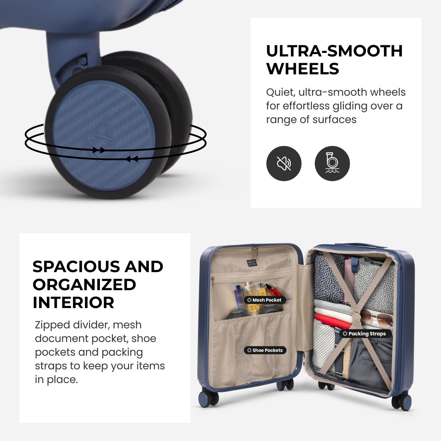Aerolite Expandable 55x40x20cm to 55x40x23cm Ryanair Priority, Wizz Air Priority, Lufthansa Max Size Lightweight Hard Shell Carry On Hand Cabin Luggage Suitcase with 4 Wheels (BLUE)