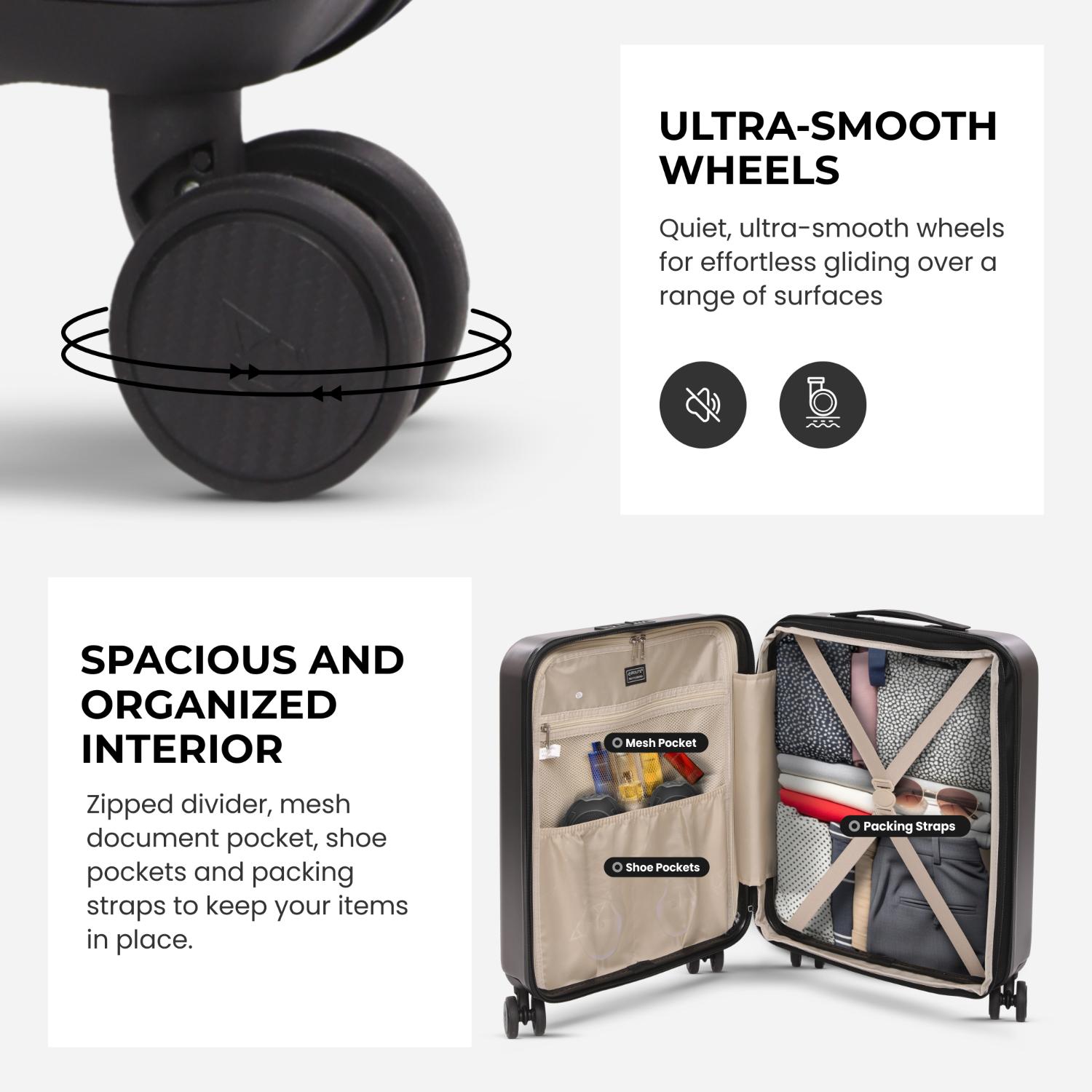 Aerolite Ryanair Cabin Bag Bundle – Expandable 55x40x20/23cm Hard Shell Suitcase + 40x30x20cm Underseat Bag (Latest Ryanair Size), Airline-Approved Carry-On Luggage Set with TSA Lock