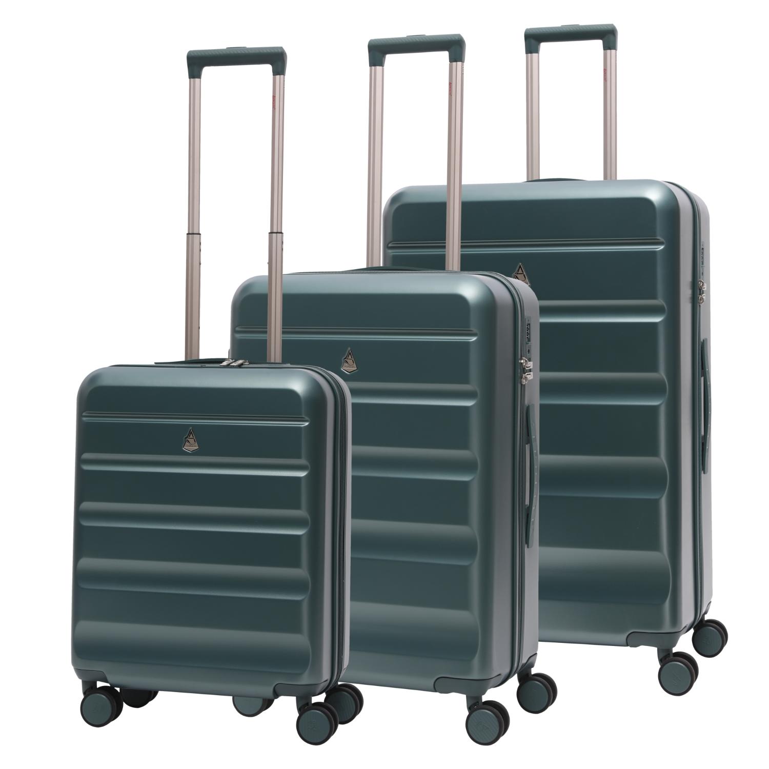 Aerolite 3-Piece Luggage Set – Lightweight Hard Shell Suitcases with 4 Dual Spinner Wheels & TSA Lock – Expandable Cabin (21”), Medium (24”), Large (28”) – Expandable Carry-On Case Included – Forest Green