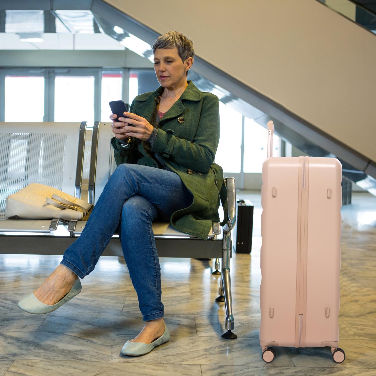 Aerolite Extra Large XL 32" 144L Lightweight ABS Hard Shell Suitcase, 4 Dual Wheel Spinner, TSA Lock, Heavy-Duty Check-In Travel Luggage - Beige