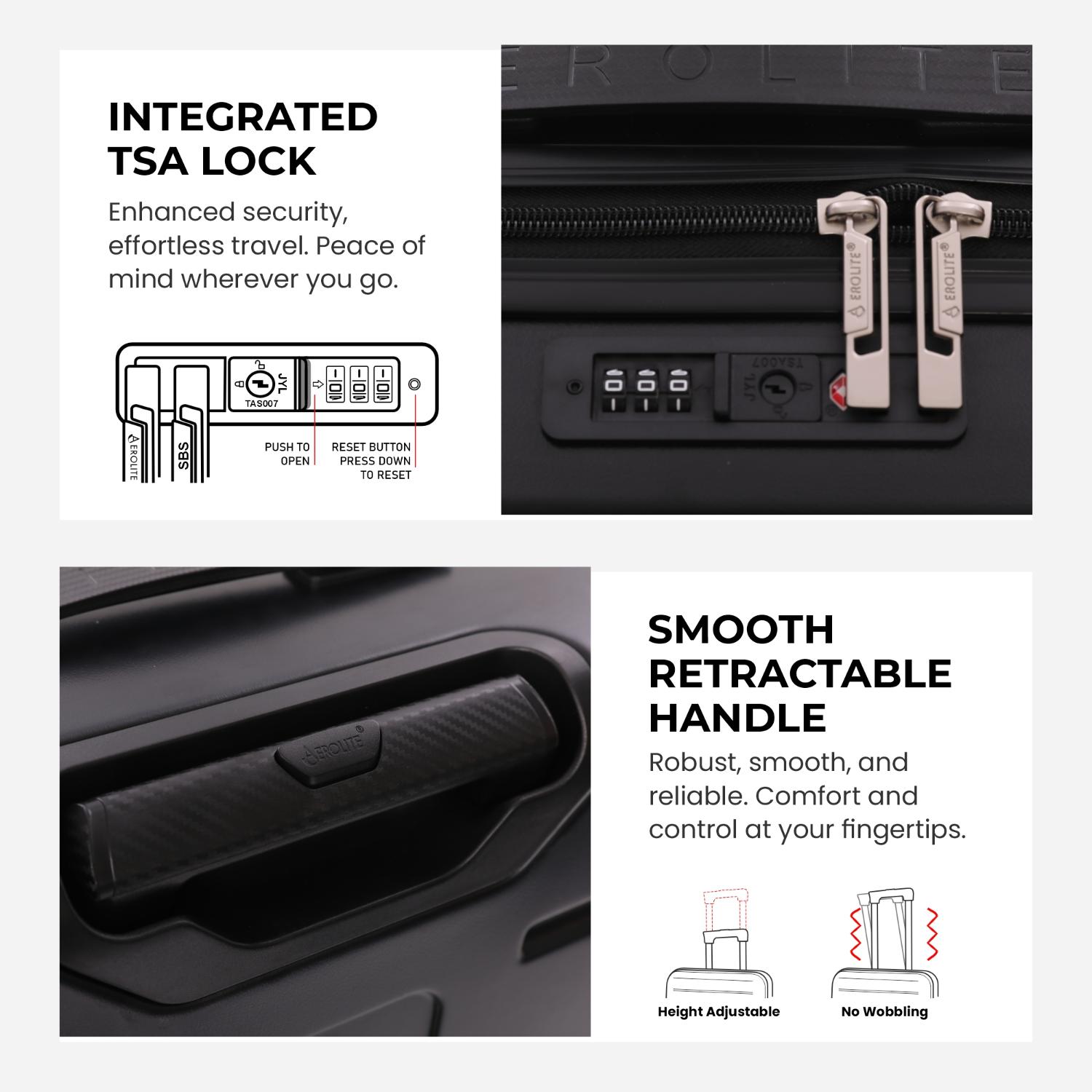 Aerolite Ryanair Cabin Bag Bundle – Expandable 55x40x20/23cm Hard Shell Suitcase + 40x30x20cm Underseat Bag (Latest Ryanair Size), Airline-Approved Carry-On Luggage Set with TSA Lock