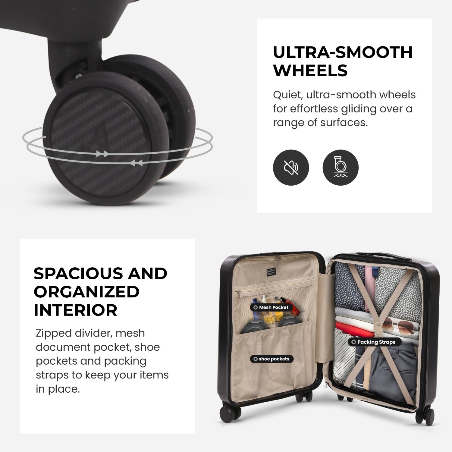 Aerolite Ryanair Cabin Bag Bundle – Expandable 55x40x20/23cm Hard Shell Suitcase + 40x30x20cm Underseat Bag (Latest Ryanair Size), Airline-Approved Carry-On Luggage Set with TSA Lock