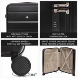 Aerolite 3-Piece Luggage Set – Lightweight Hard Shell Suitcases with 4 Dual Spinner Wheels & TSA Lock – Expandable Cabin (21”), Medium (24”), Large (28”) – Expandable Carry-On Case Included – Black