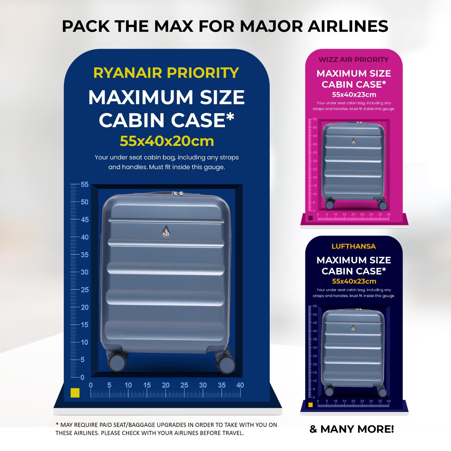 Aerolite Ryanair Cabin Bag Bundle – Expandable 55x40x20/23cm Hard Shell Suitcase + 40x30x20cm Underseat Bag (Latest Ryanair Size), Airline-Approved Carry-On Luggage Set with TSA Lock