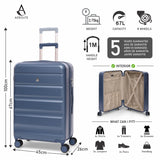 Aerolite 24” Medium 67L ABS Check-In Suitcase – Lightweight Hard Shell Luggage with 4 Spinner Wheels, TSA Lock & Organised Interior – Blue