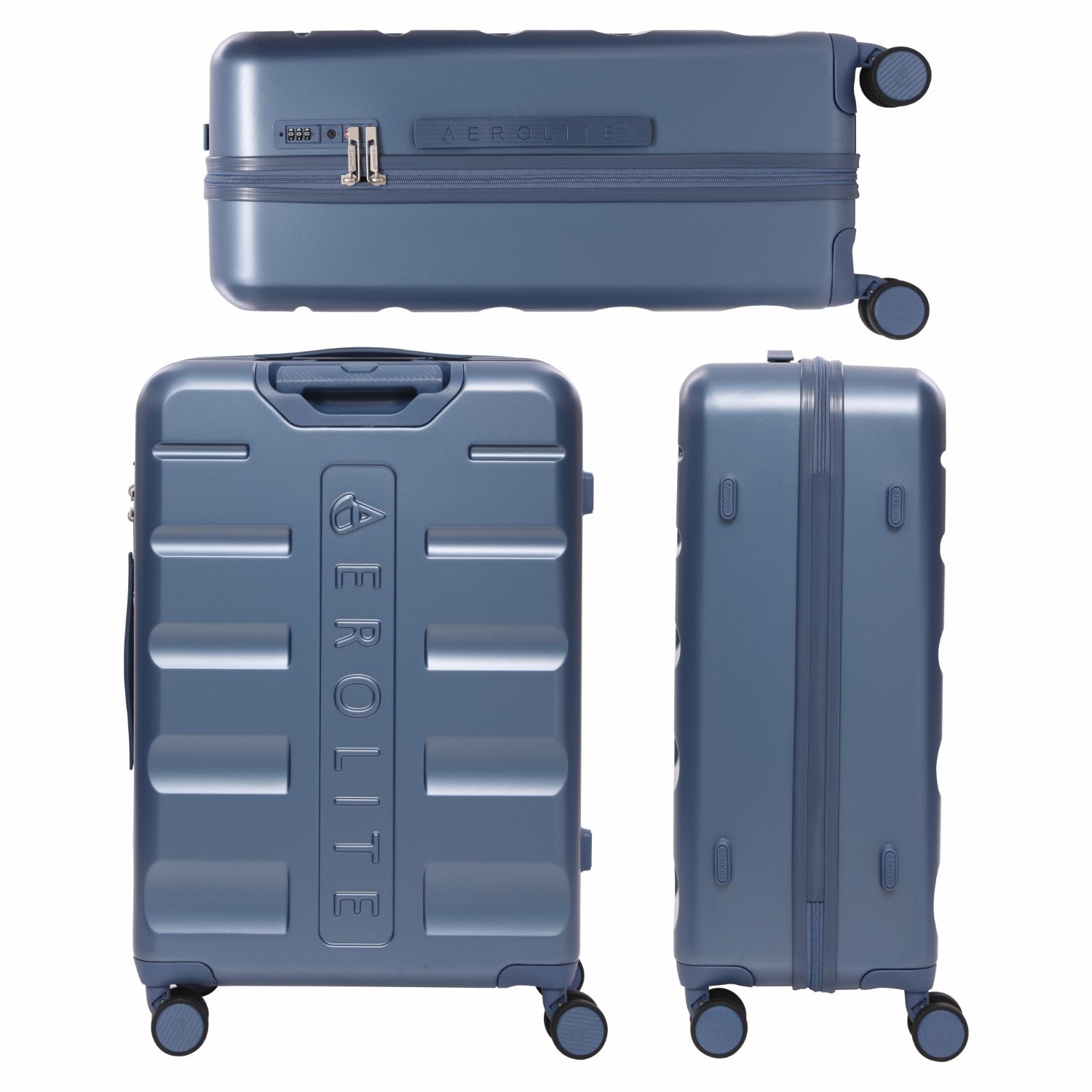 Aerolite 24” Medium 67L ABS Check-In Suitcase – Lightweight Hard Shell Luggage with 4 Spinner Wheels, TSA Lock & Organised Interior – Blue
