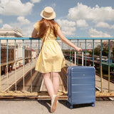 Aerolite 24” Medium 67L ABS Check-In Suitcase – Lightweight Hard Shell Luggage with 4 Spinner Wheels, TSA Lock & Organised Interior – Blue