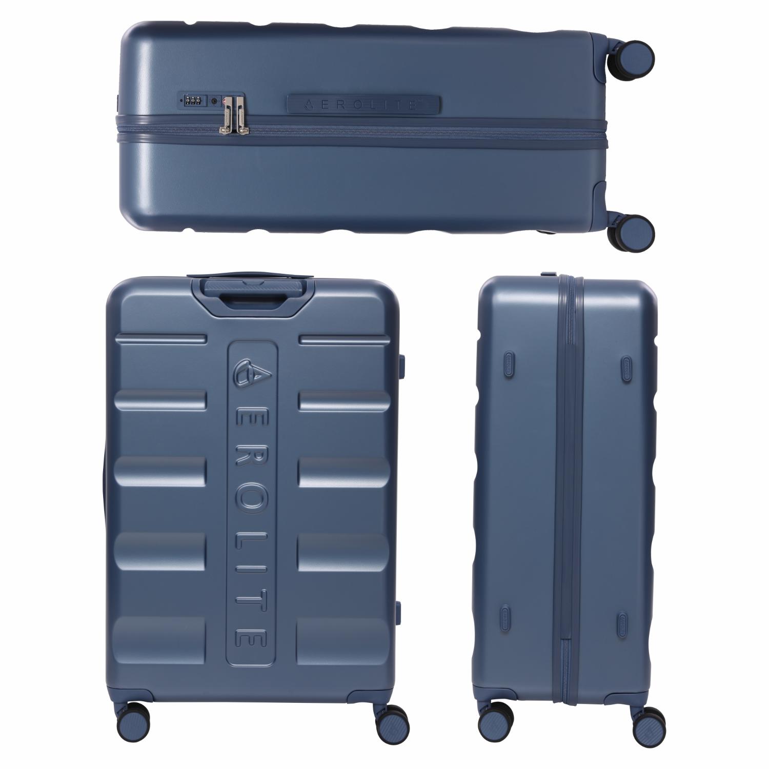 Aerolite Large 28" 100L Lightweight ABS Hard Shell Suitcase, 4 Dual Wheel Spinner, TSA Lock, Durable Check-In Hold Luggage - Blue