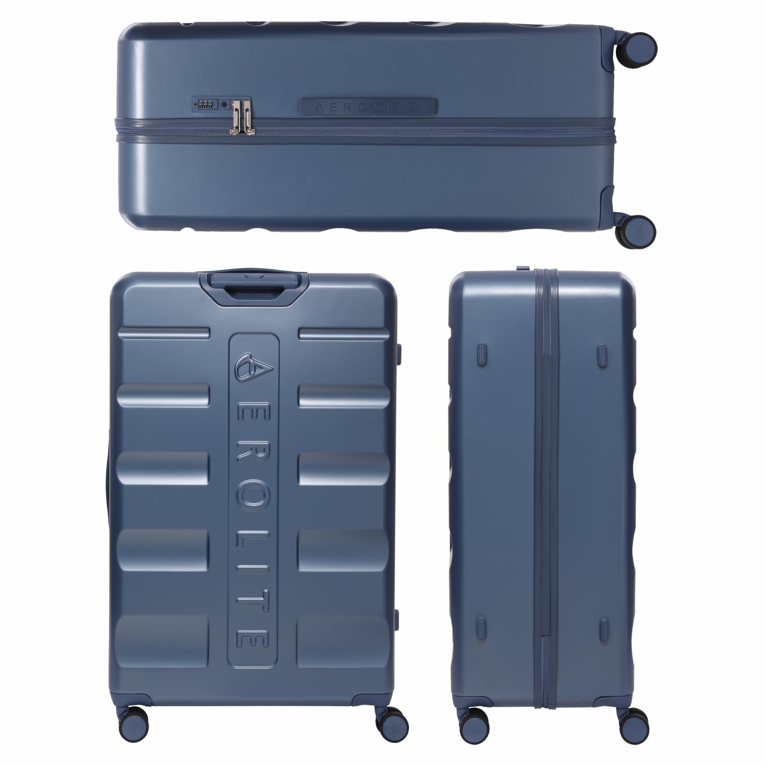 Aerolite 4-Piece ABS Lightweight Luggage Set – Expandable Cabin, Medium, Large & XL Hard Shell Suitcases with Spinner Wheels & TSA Lock – Blue