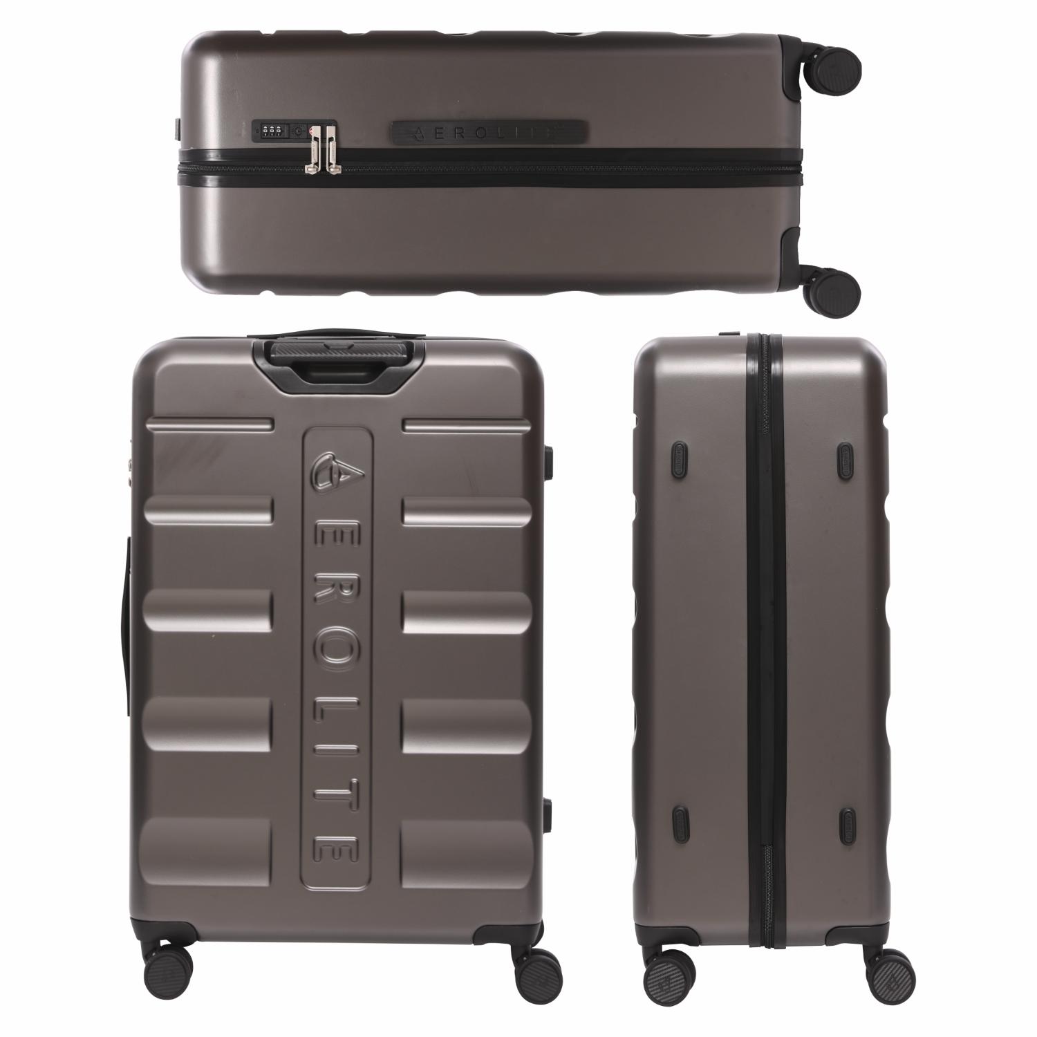 Aerolite 24” Medium 67L ABS Check-In Suitcase – Lightweight Hard Shell Luggage with 4 Spinner Wheels, TSA Lock & Organised Interior – Charcoal