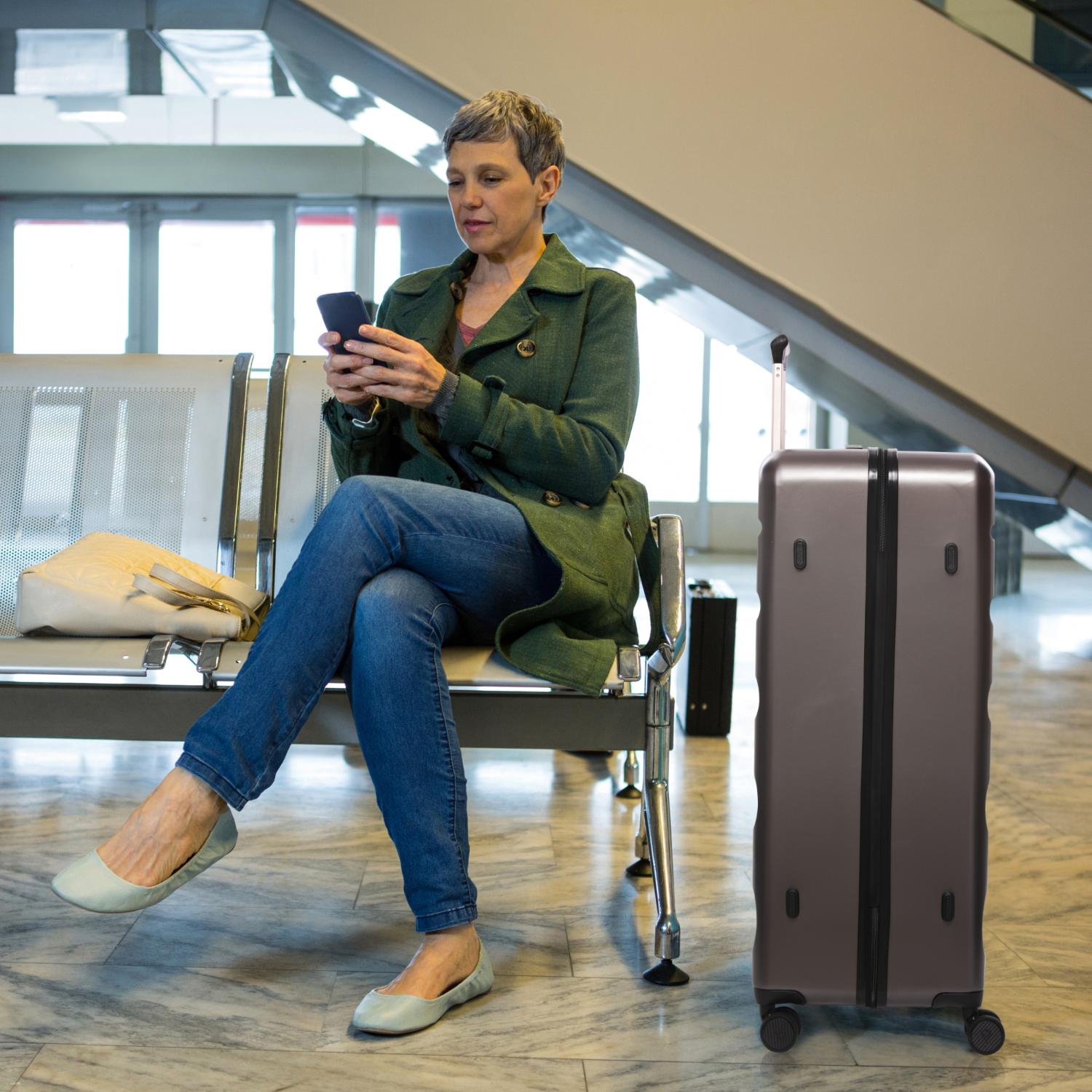 Aerolite Extra Large XL 32" 144L Lightweight ABS Hard Shell Suitcase, 4 Dual Wheel Spinner, TSA Lock, Heavy-Duty Check-In Travel Luggage - Charcoal