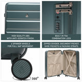 Aerolite Large 28" 100L Lightweight ABS Hard Shell Suitcase, 4 Dual Wheel Spinner, TSA Lock, Durable Check-In Hold Luggage - Forest Green