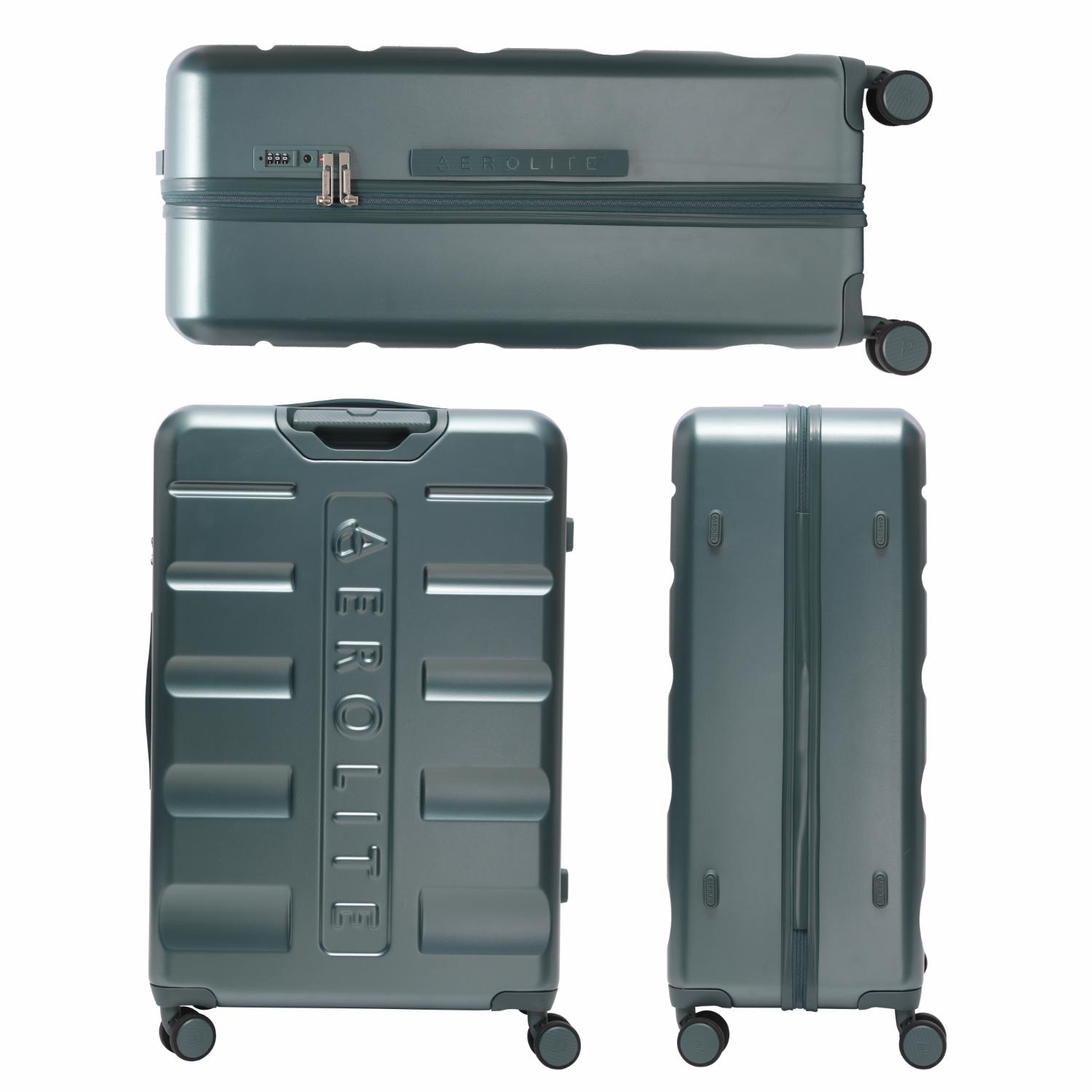 Aerolite 3-Piece Luggage Set – Lightweight Hard Shell Suitcases with 4 Dual Spinner Wheels & TSA Lock – Expandable Cabin (21”), Medium (24”), Large (28”) – Expandable Carry-On Case Included – Forest Green