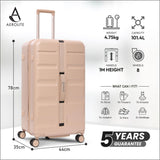 Aerolite 101L Large Trunk Suitcase with 4+1 Spinner Wheels, ABS Hard Shell Luggage with TSA Lock, Lightweight Check-in Travel Suitcase Trunk - Beige