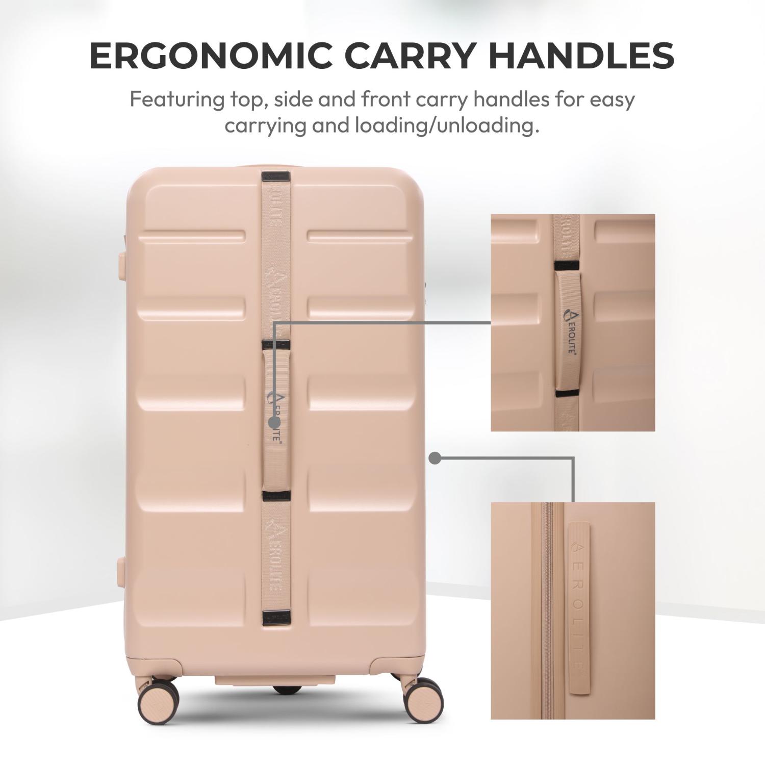 Aerolite 101L Large Trunk Suitcase with 4+1 Spinner Wheels, ABS Hard Shell Luggage with TSA Lock, Lightweight Check-in Travel Suitcase Trunk - Beige