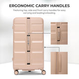Aerolite 101L Large Trunk Suitcase with 4+1 Spinner Wheels, ABS Hard Shell Luggage with TSA Lock, Lightweight Check-in Travel Suitcase Trunk - Beige