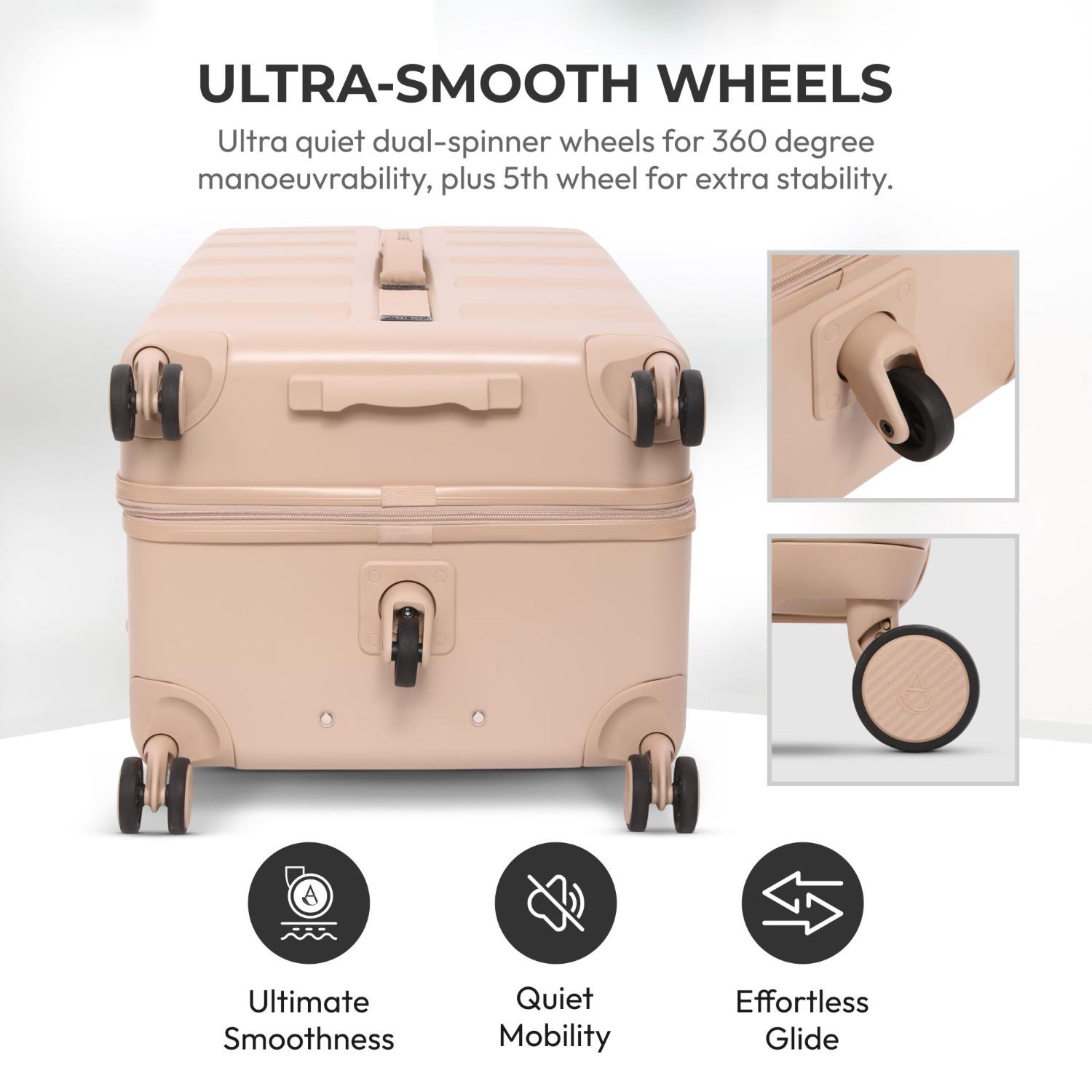 Aerolite 101L Large Trunk Suitcase with 4+1 Spinner Wheels, ABS Hard Shell Luggage with TSA Lock, Lightweight Check-in Travel Suitcase Trunk - Beige