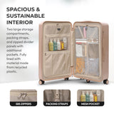 Aerolite 101L Large Trunk Suitcase with 4+1 Spinner Wheels, ABS Hard Shell Luggage with TSA Lock, Lightweight Check-in Travel Suitcase Trunk - Beige