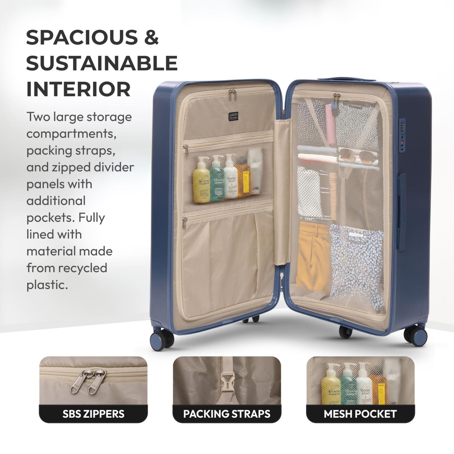 Aerolite 101L Large Trunk Suitcase with 4+1 Spinner Wheels, ABS Hard Shell Luggage with TSA Lock, Lightweight Check-in Travel Suitcase Trunk - Blue