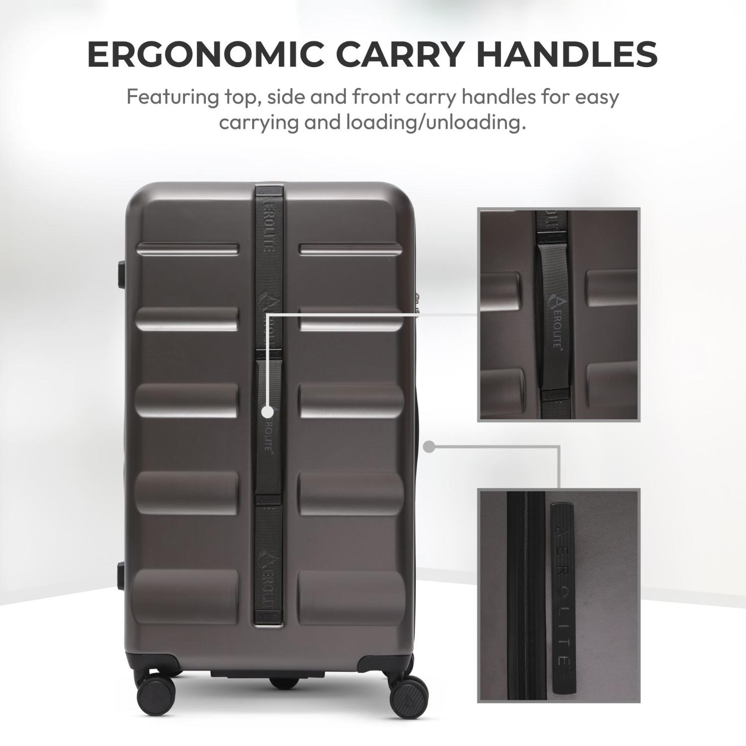 Aerolite 101L Large Trunk Suitcase with 4+1 Spinner Wheels, ABS Hard Shell Luggage with TSA Lock, Lightweight Check-in Travel Suitcase Trunk - Charcoal
