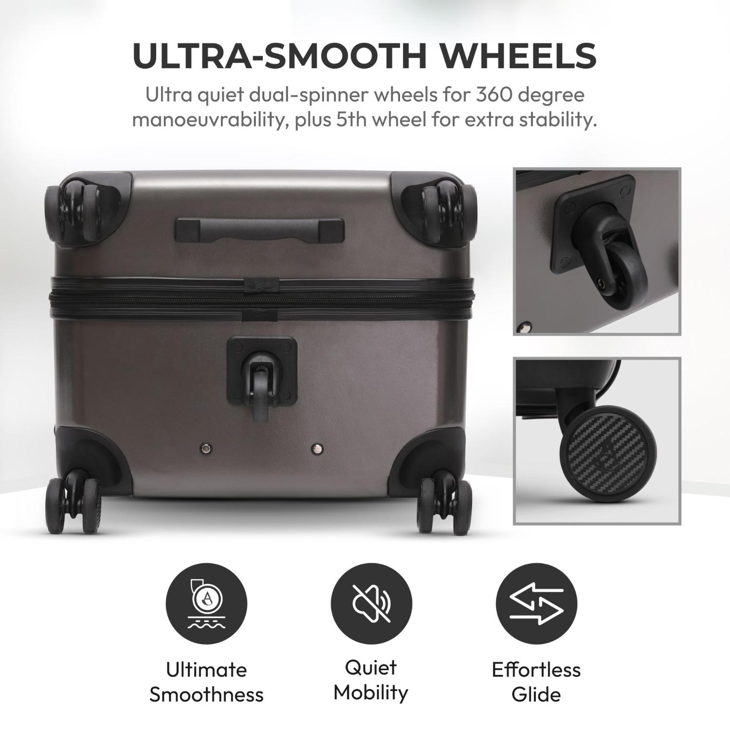 Aerolite 101L Large Trunk Suitcase with 4+1 Spinner Wheels, ABS Hard Shell Luggage with TSA Lock, Lightweight Check-in Travel Suitcase Trunk - Charcoal