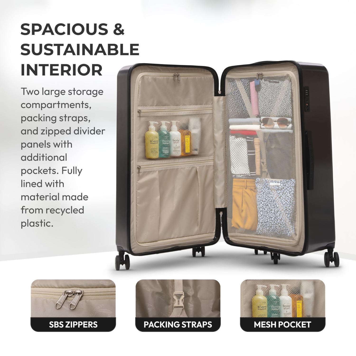 Aerolite 101L Large Trunk Suitcase with 4+1 Spinner Wheels, ABS Hard Shell Luggage with TSA Lock, Lightweight Check-in Travel Suitcase Trunk - Charcoal