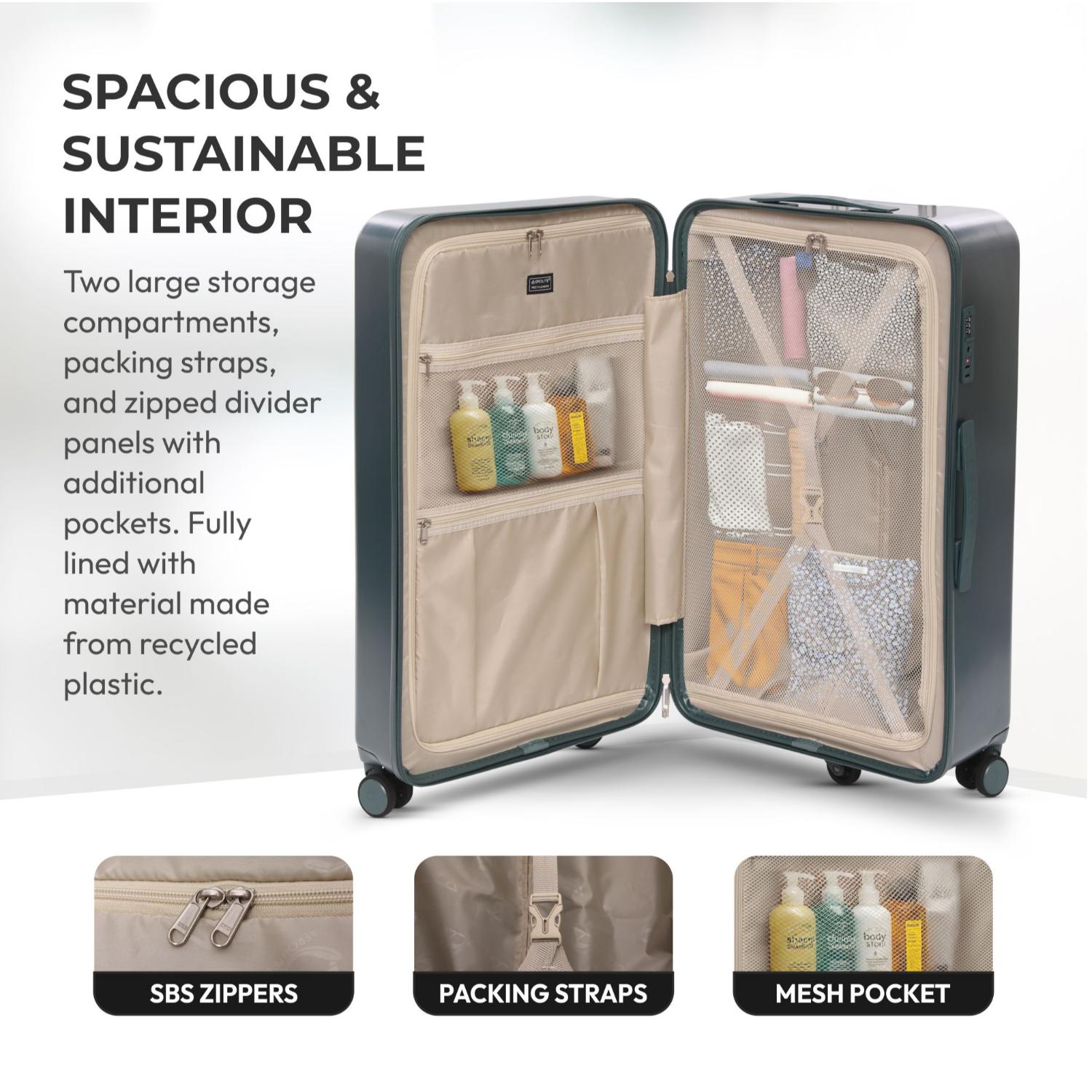 Aerolite 101L Large Trunk Suitcase with 4+1 Spinner Wheels, ABS Hard Shell Luggage with TSA Lock, Lightweight Check-in Travel Suitcase Trunk - Forest Green