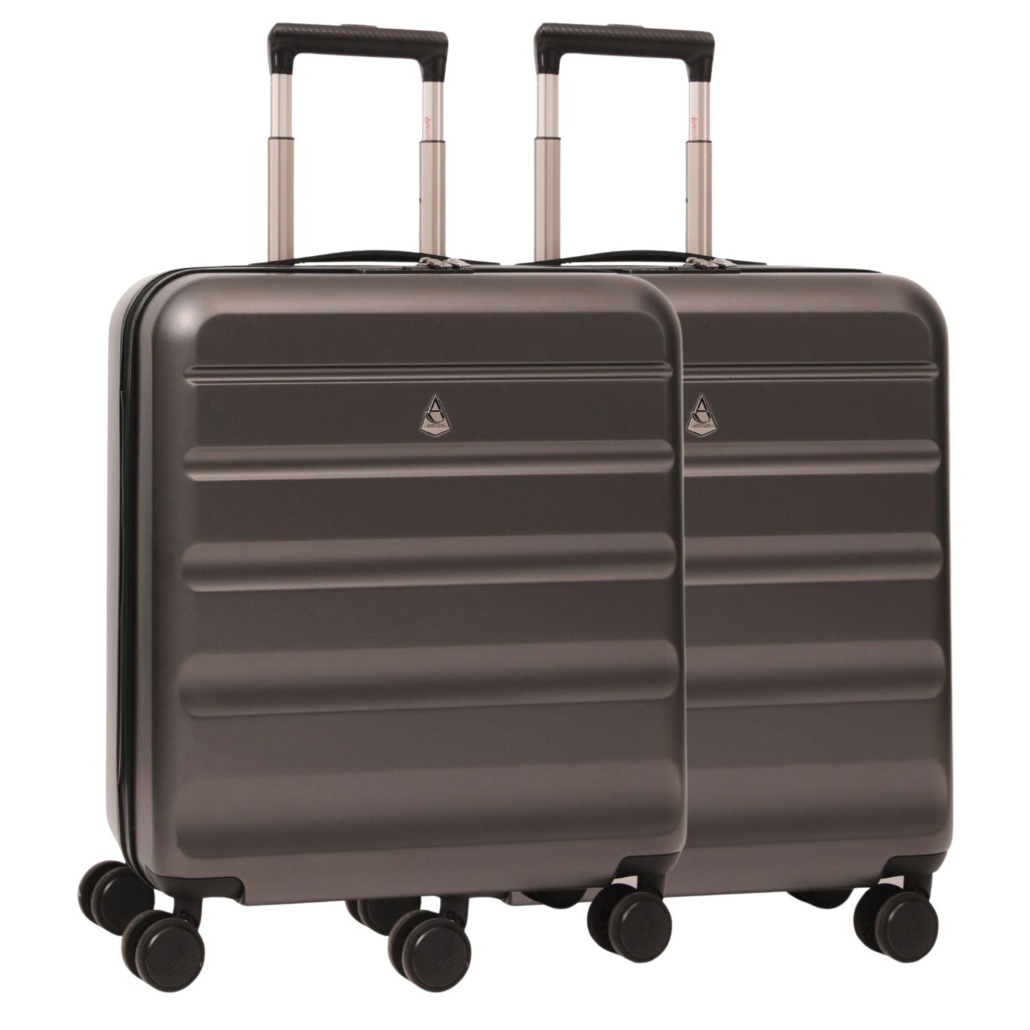 Aerolite 56x45x25cm Large Cabin Bag – Easyjet Large Cabin/Plus/Flexi, British Airways & Jet2 Maximum Cabin Luggage Size, Lightweight Hard Shell Suitcase with 8 Spinner Wheels, TSA Lock, 56L Capacity, 5-Year Warranty, Charcoal (Set of 2)