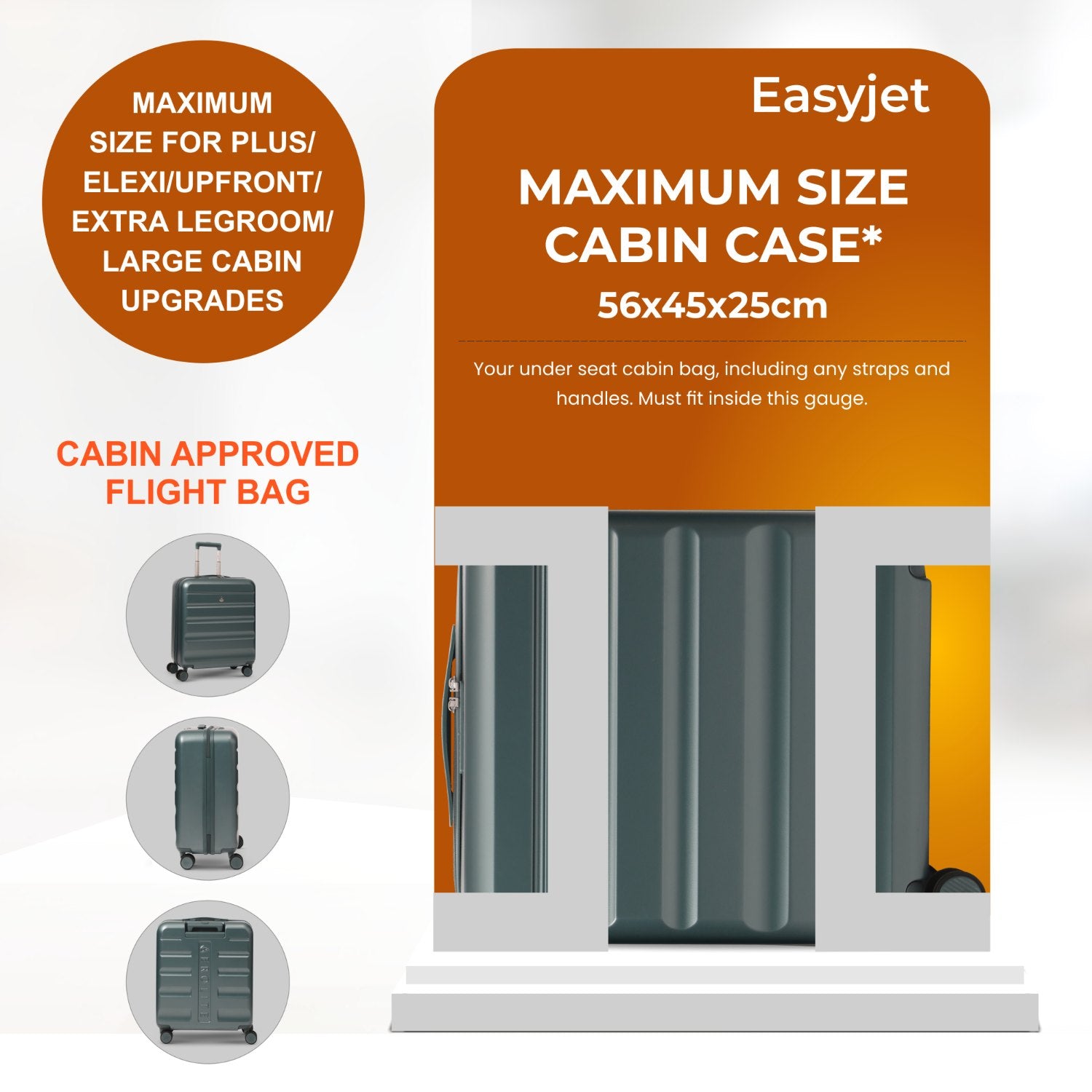 Aerolite 56x45x25cm Large Cabin Bag – Easyjet Large Cabin/Plus/Flexi, British Airways & Jet2 Maximum Cabin Luggage Size, Lightweight Hard Shell Suitcase with 8 Spinner Wheels, TSA Lock, 56L Capacity, 5-Year Warranty, Forest Green (Set of 2)