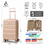 Aerolite 55x35x25cm Hard Shell Carry On Hand Cabin Luggage Suitcase with 4 Spinner Wheels & TSA Lock – Max Size Cabin Bag for Air Europa, Air France, ITA Airways, KLM & Transavia - Beige