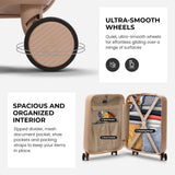 Aerolite 55x35x25cm Hard Shell Carry On Hand Cabin Luggage Suitcase with 4 Spinner Wheels & TSA Lock – Max Size Cabin Bag for Air Europa, Air France, ITA Airways, KLM & Transavia - Beige