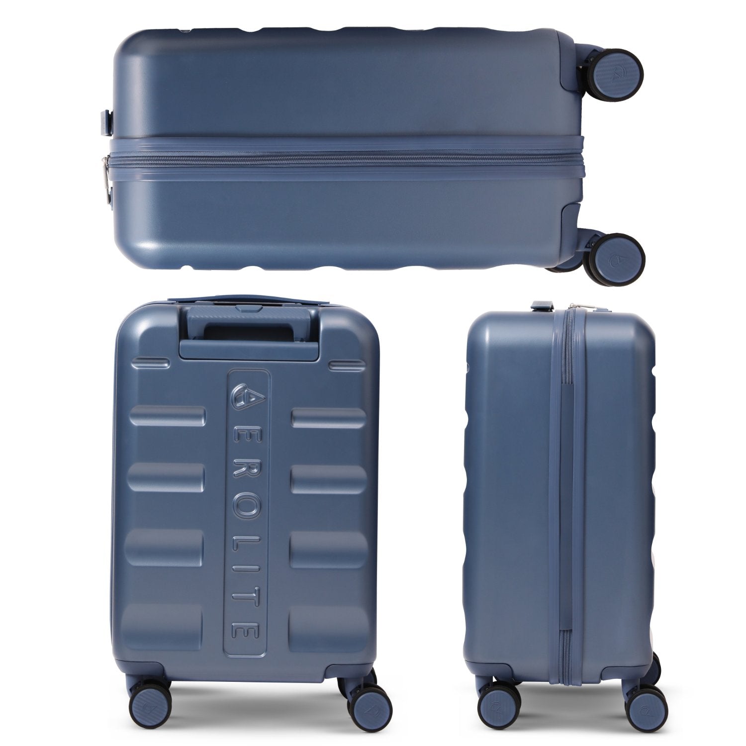 Aerolite 55x35x25cm Hard Shell Carry On Hand Cabin Luggage Suitcase with 4 Spinner Wheels & TSA Lock – Max Size Cabin Bag for Air Europa, Air France, ITA Airways, KLM & Transavia - Blue